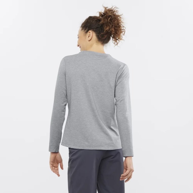 Camiseta Salomon Essential Tencel Long Sleeve Mujer Grises | MX VLQB198